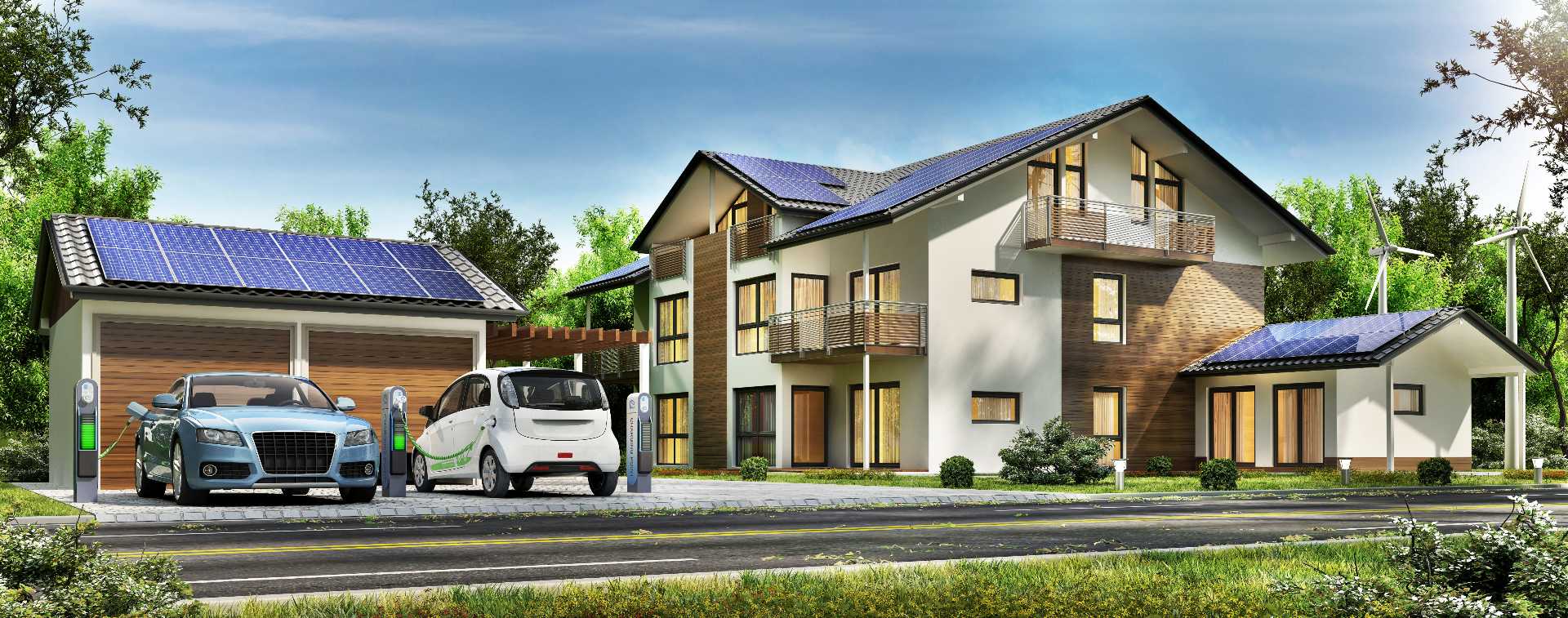 Solaranlage Photovoltaik: Kredit, Finanzierung, Leasing. Haus mit Carport